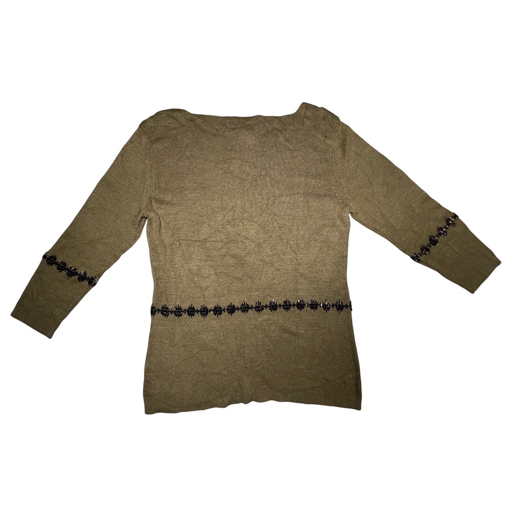Alfani 100% Silk Beaded Long Sleeve Sweater Top Women's Medium - Picture 2 of 8